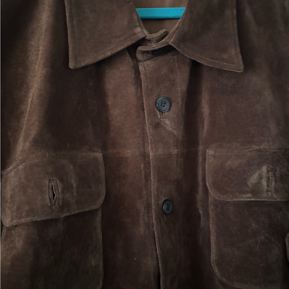 Claiborne Men's Tan Suede Shirt Jacket XXL pit measurement 29 inches - Picture 2 of 6